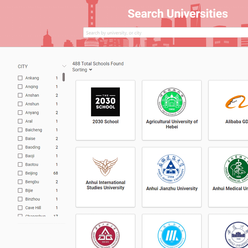 China Admissions - student dashboard