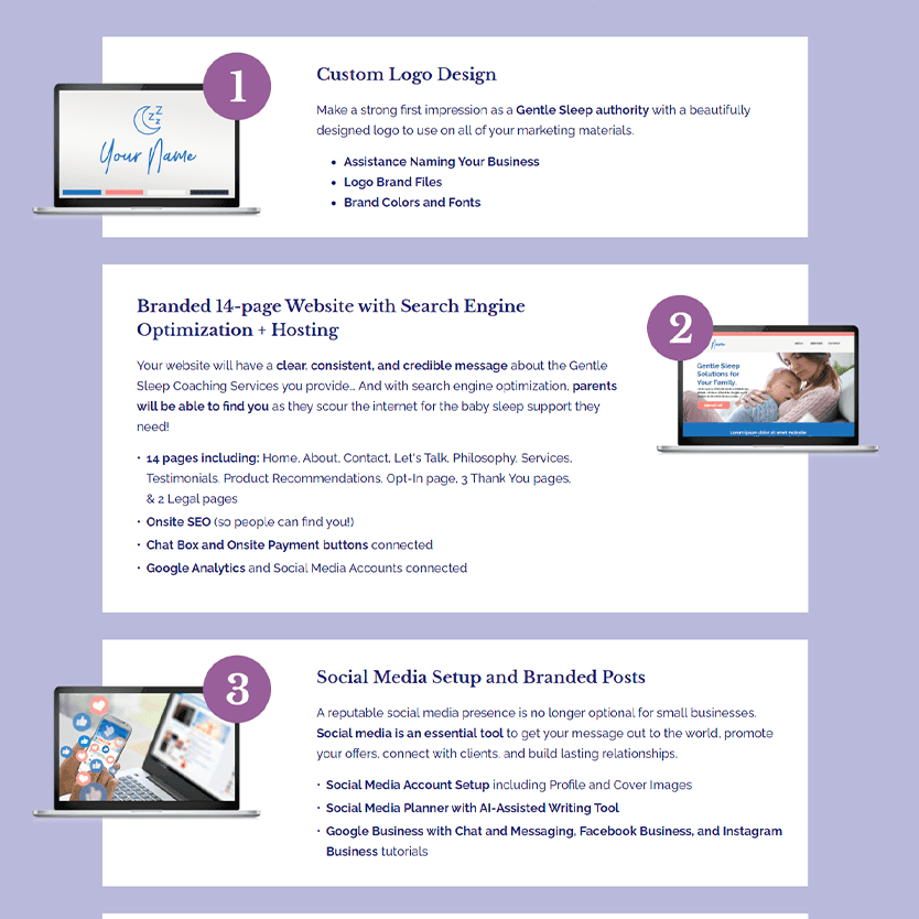 Gentle Sleep Coach - program modules