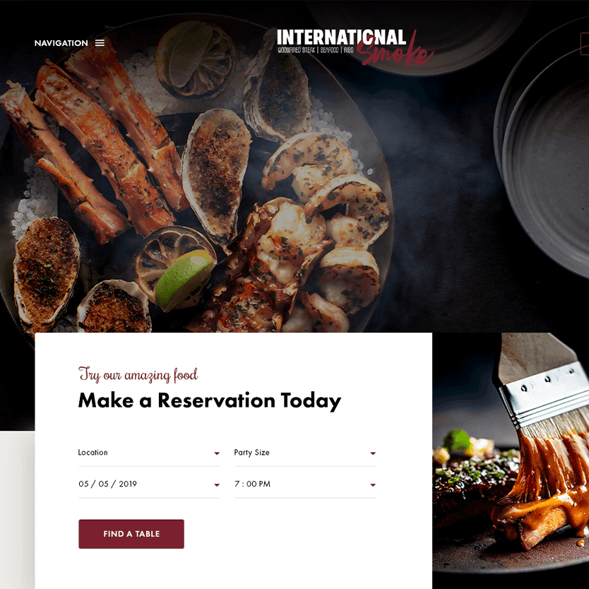 International Smoke - restaurant website design