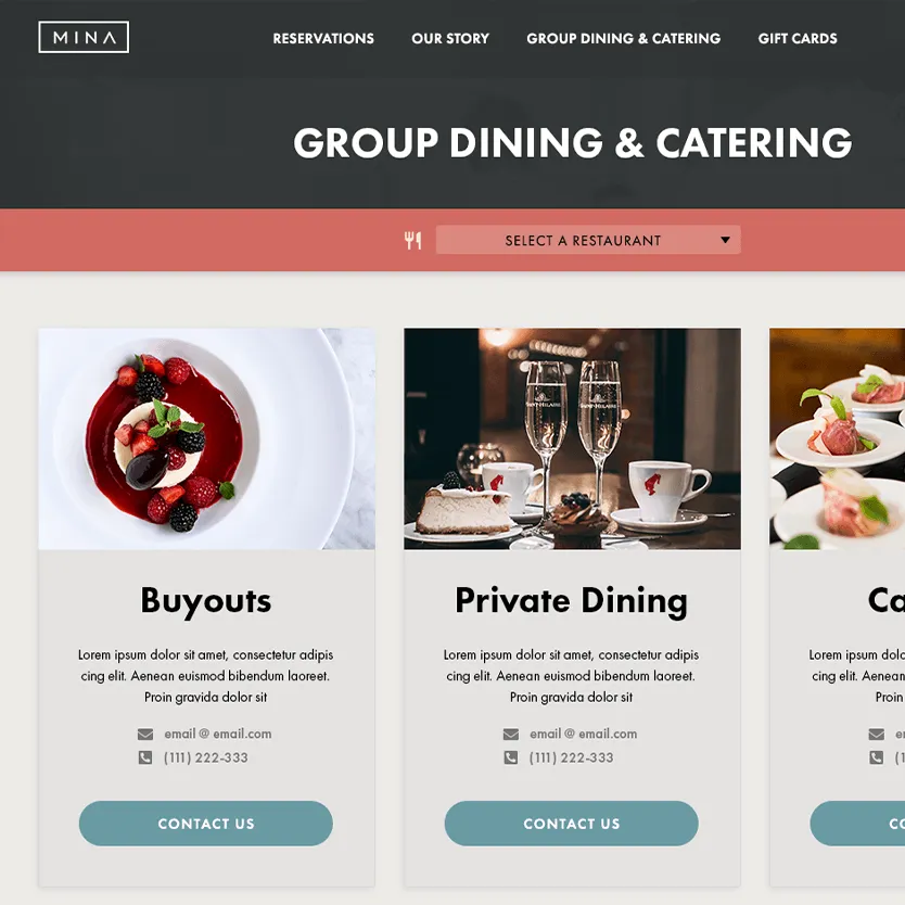 MINA Group website - location management system