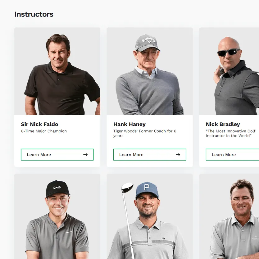 Performance Golf platform - coaching content and video tutorials