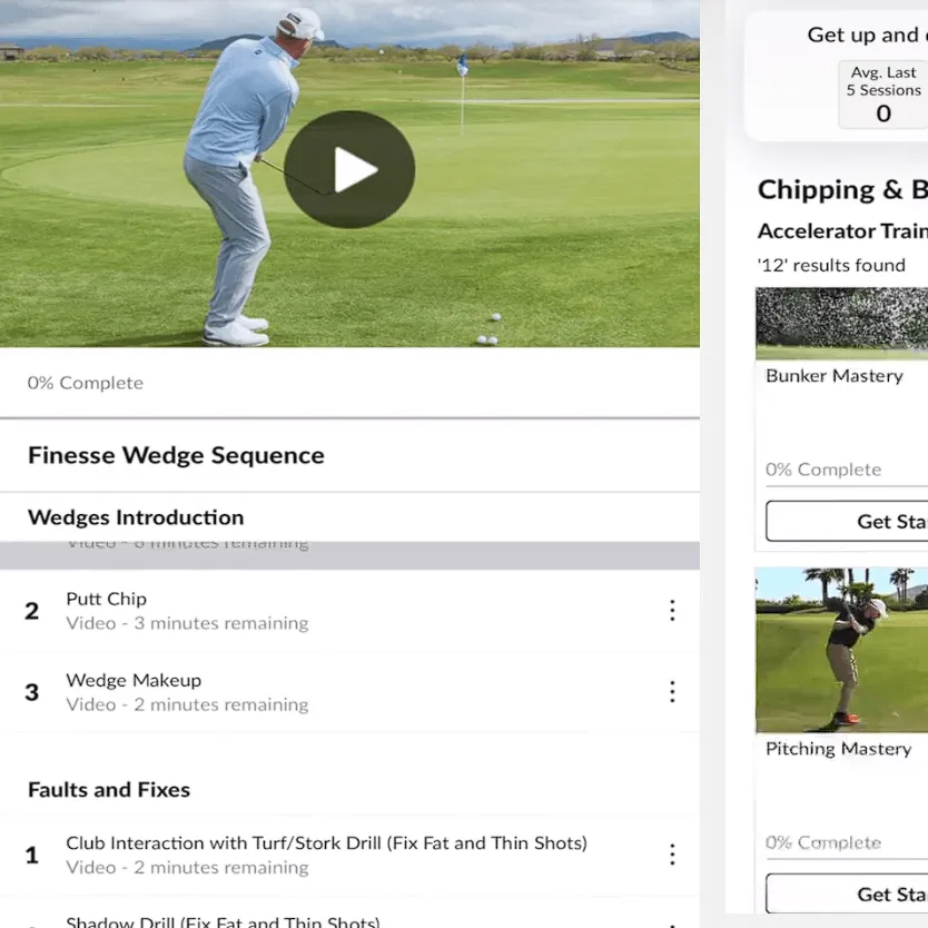 Performance Golf platform - VIP coaching messaging interface