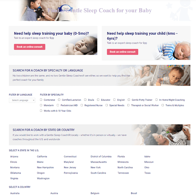 The Sleep Lady - website redesign